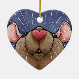 En Céramique Ornement de rat au cœur mignon