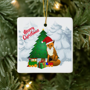 En Céramique Ornement de renard joyeux Noël