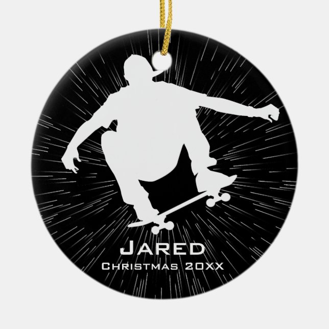 En Céramique Ornement de skateboard personnalisé (Devant)
