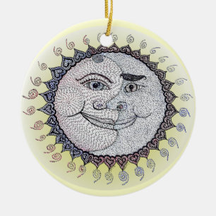 En Céramique Ornement de soleil/lune