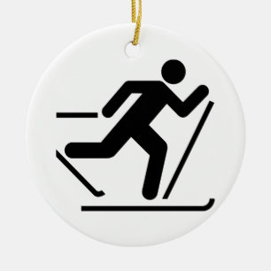 En Céramique Ornement de symbole de ski de pays croisé