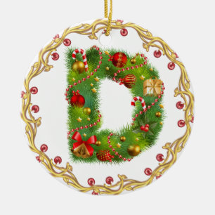 En Céramique ornement décoré d'un monogramme initial de Noël