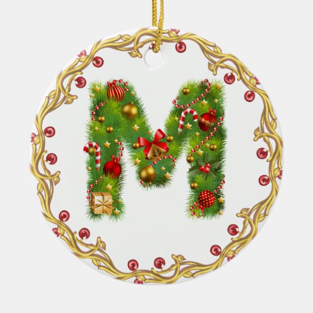 En Céramique ornement décoré d'un monogramme initial de Noël de (Devant)