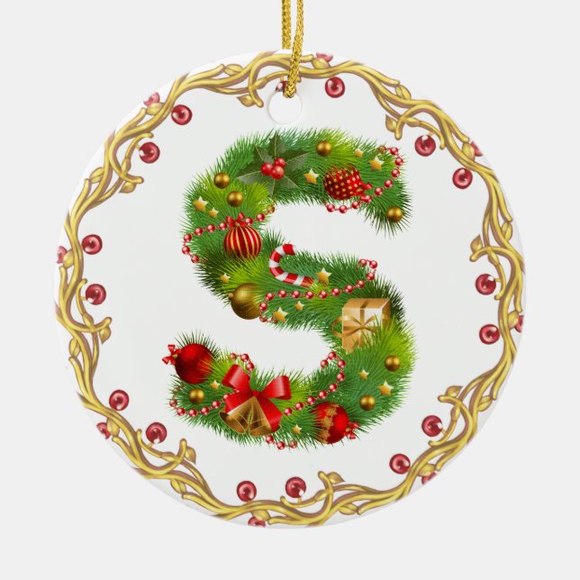 En Céramique ornement décoré d'un monogramme initial de Noël de (Devant)