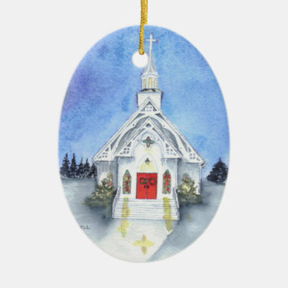 En Céramique Ornement d'église d'hiver