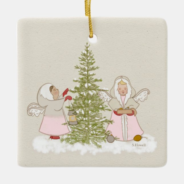 En Céramique Ornement des anges de Noël (Devant)
