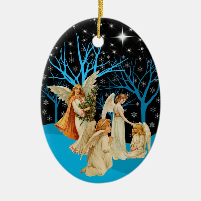 En Céramique Ornement des Anges d'hiver (Devant)