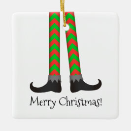 En Céramique Ornement des jambes d'elfe de Noël - Costume Chevr