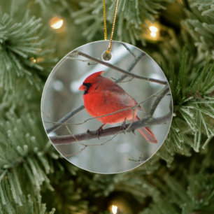 En Céramique Ornement d'hiver du cardinal rouge