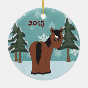 En Céramique Ornement d'hiver personnalisé pour les chevaux de