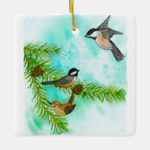 En Céramique Ornement d'oiseaux d'aquarelle