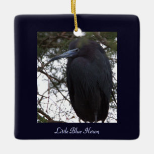 En Céramique Ornement d'oiseaux de petit héron bleu
