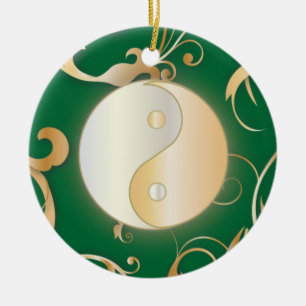 En Céramique Ornement d'or de Yin et de Yang