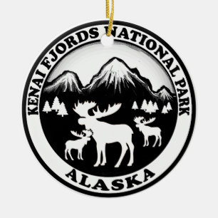 En Céramique Ornement d'orignaux de l'Alaska de parc national