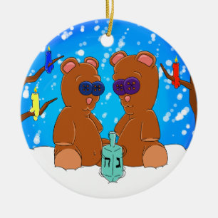 En Céramique Ornement d'ours de nounours de Hanoukka