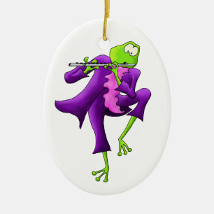 En Céramique Ornement d'ovale de grenouille de cannelure