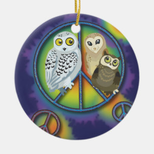 En Céramique Ornement d'Owl~ de paix