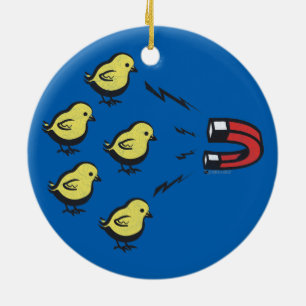 EN CÉRAMIQUE ORNEMENT DRÔLE DE NOËL D'AIMANT DE POUSSIN