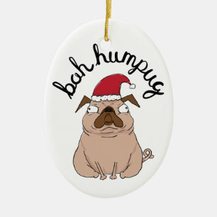 En Céramique Ornement drôle de Noël de carlin de Bah Humpug