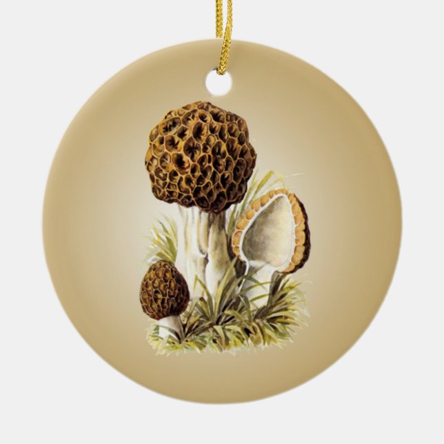 En Céramique Ornement du champignon Morel (Devant)