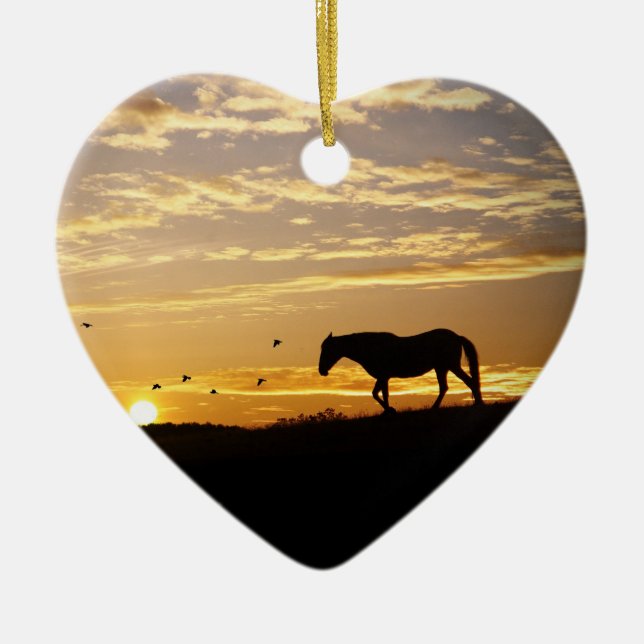 En Céramique Ornement du coeur commémoratif du cheval (Devant)