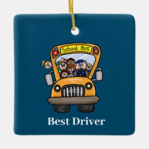 En Céramique Ornement du conducteur de bus scolaire masculin