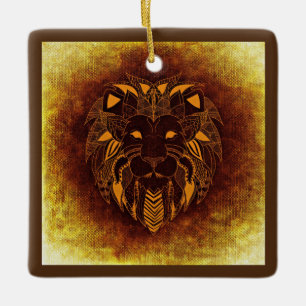 En Céramique ornement du lion tribal