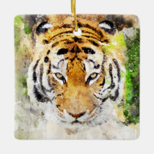 En Céramique ornement du visage de tigre