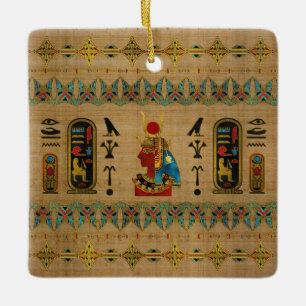 En Céramique Ornement égyptien de Hathor sur le papyrus