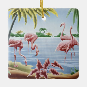 En Céramique Ornement Flamant rose Turner vintage