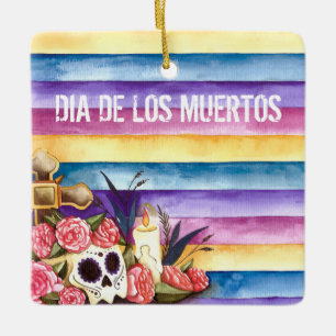 En Céramique Ornement floral de Skull Dia de los Muertos  