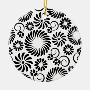 En Céramique Ornement floral noir et blanc