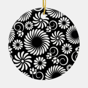 En Céramique Ornement floral noir et blanc