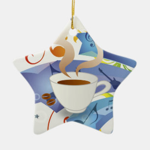 En Céramique Ornement frais de Noël de café