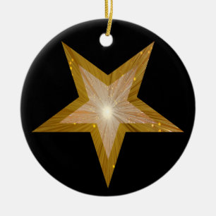 En Céramique Ornement Gold Star rond noir
