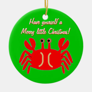 En Céramique Ornement heureux de salutation de Noël de crabe