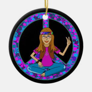 En Céramique Ornement hippie de signe de paix de poussin