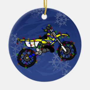 En Céramique Ornement jaune de vélo de saleté de Noël