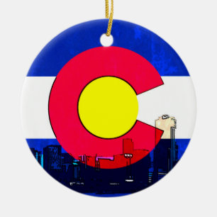 En Céramique Ornement lumineux d'horizon de drapeau de Denver