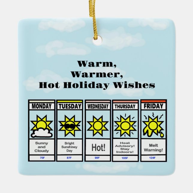 En Céramique Ornement météo de Noël chaud (Devant)