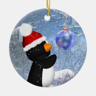 En Céramique Ornement mignon d'arbre de pingouin - ornement de