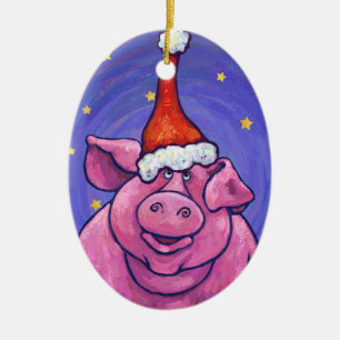 En Céramique Ornement mignon de Noël de porc