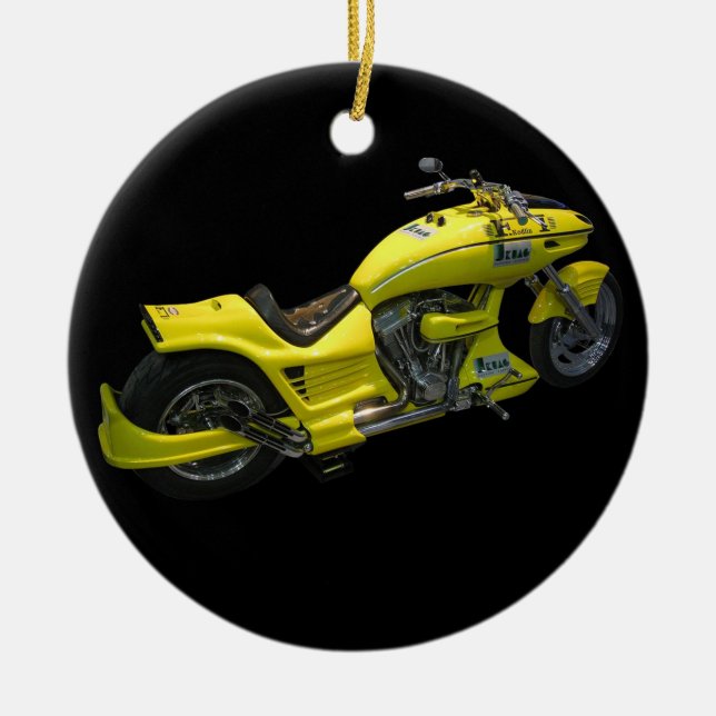 En Céramique Ornement moto jaune (Devant)