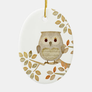 En Céramique Ornement musical de hibou d'arbre