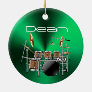 En Céramique Ornement musical personnalisé de Noël de batteur
