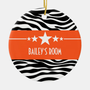 En Céramique Ornement Orange Sassy Star Zebra