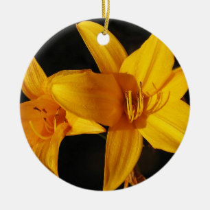 En Céramique Ornement orchidée jaune