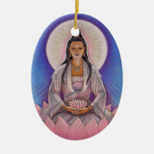 En Céramique Ornement ovale de Noël de Kuan Yin