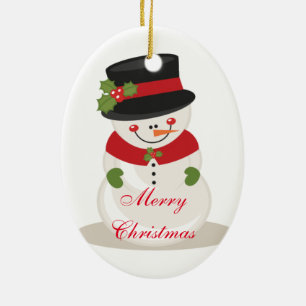 En Céramique Ornement ovale de Noël/Snowman
