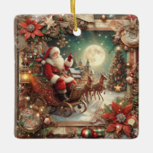 En Céramique Ornement Père Noël vintage